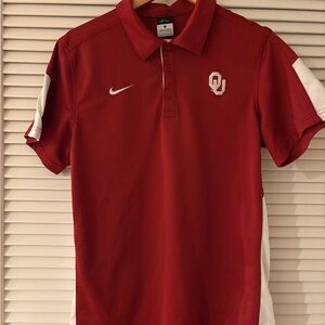 Nike OU Red and White Men's Polo Shirt